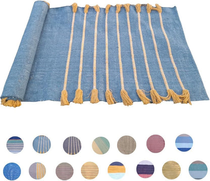 Indian Handmade100 % Organic Anti Skid Multi Colour Cotton Yoga Mat - Eco-Friendly Hand-Woven Rug - Non-Slip & Thick (24”x72”x5mm) for Hot yoga & Everyday Fitness at Home - Comfortable & Foldable Extra-Long Mat - color: Multi 15