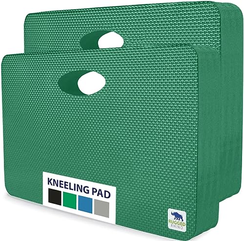 RUGGED RHINO Extra Thick Foam Kneeling Pad for Gardening 2 Pack, Pine Green | Thick Knee Pads, Holds 300 lbs, Protect Knees from Hard Concrete Surfaces for Gardening, Yard, Gym, Mechanic - color: Pine Green