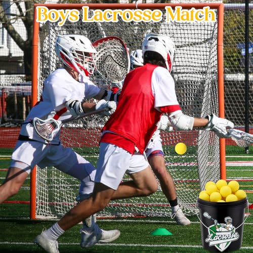 Sosation 36 Pack Lacrosse Balls Bucket 2.5 Inch Soft Rubber Lacrosse Practice Balls Official Size for Youth Indoor Outdoor Training, for Myofascial Release Therapy, Muscle Knot Remover - color: Yellow Ball