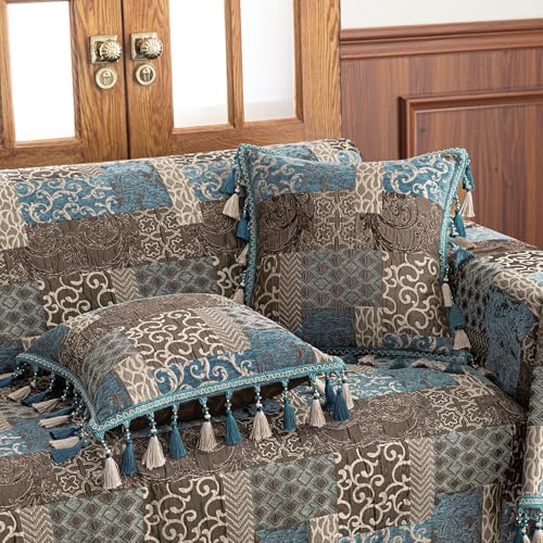 Loom and Mill Blue Patchwork Throw Pillow Cover 20 x 20 Inches 1 Piece - color: Blue