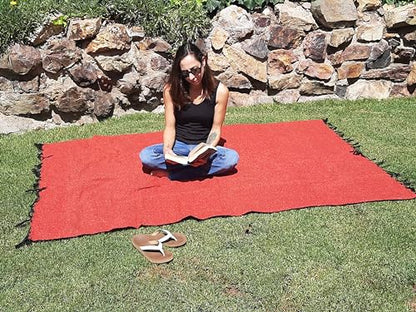 Open Road Goods Solid Color Mexican Yoga Blanket – Large Handwoven Throw for Yoga, Beach, Camping or Home – Soft and Durable Cotton Blend - color: Rust