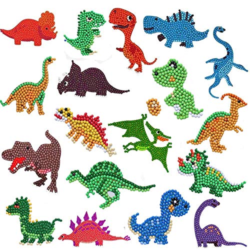 Labeol Diamond Art Kits for Kids Boys and Girls Ages 6-8-10-12 Easy to DIY Creative Diamond Art Sticker Craft by Numbers Kits for Kids and Adult Beginners (Dinosaur) - style: Dinosaur