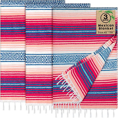 Oudain 3 Pack Mexican Blankets and Throw 45‘'x70‘', Fresh Color - color: Fresh Color