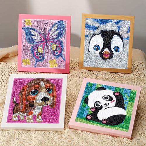 6 Pack 5D Diamond Art kits for Adults Beginners 6x6inch | Cute Animals Diamond Painting Kit, DIY Children Full Round Drill Paint by Diamonds Dot Gem Art for Adult, Home Wall Decor - color: 6 PACK-B