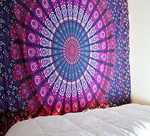 raajsee Purple Tapestry- Best Mandala Wall Hanging- Bedding Tapestry For Bedroom Aesthetic-Size TWIN 140 X 210 CMS - color: Purple, size: 82"L x 52"W