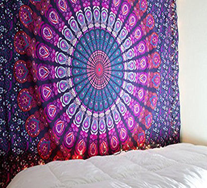 raajsee Purple Tapestry- Best Mandala Wall Hanging- Bedding Tapestry For Bedroom Aesthetic-Size TWIN 140 X 210 CMS - color: Purple, size: 82"L x 52"W