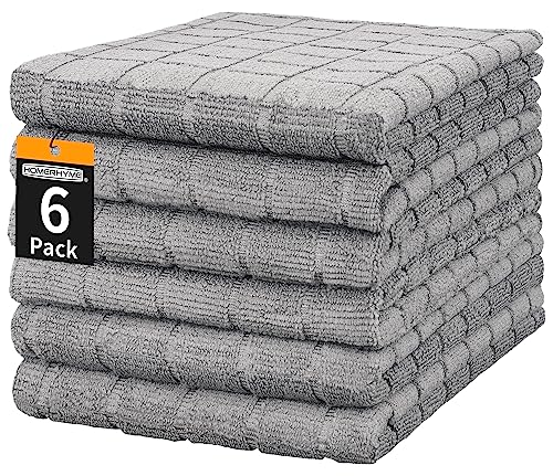 Microfiber Hand Bath Towels, 6 Pack 25''*15'' Grey Bathroom Hand Towels, All-Purpose Quick Dry Lint Free Soft Absorbent Checkered Washcloth Fingertip Towels Bulk for Travel Gym Hotel - color: Grey, size: 6 Pack