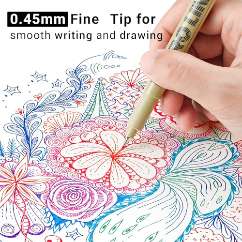 12 Colored Micro Pens 05, Fineliner pens Waterproof Archival Ink Micro Pen Set, Drawing Art Pens for Illustrating, Journaling, Bible Zentangle Supplies