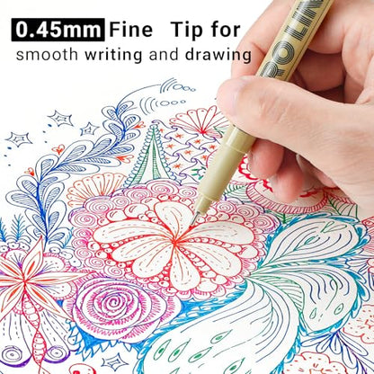 12 Colored Micro Pens 05, Fineliner pens Waterproof Archival Ink Micro Pen Set, Drawing Art Pens for Illustrating, Journaling, Bible Zentangle Supplies
