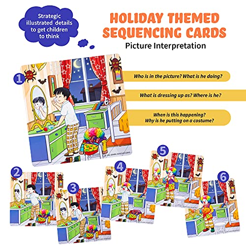 SPARK INNOVATIONS Holiday Tell A Story Cards, Sequencing Game, Speech Therapy Materials, Autism Game, ABA Therapy Materials, Social Skills Games, ESL, ELL - style: Holiday Themed Sequencing Cards