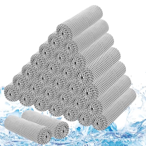 30Pack Cooling Towels for Neck and Face (40"x12"), Ice Microfiber Cooling Towels Bulk for Workout Cooling Neck Wraps Sweat Towels for Gym Yoga Golf Running Sport - color: Light Gray