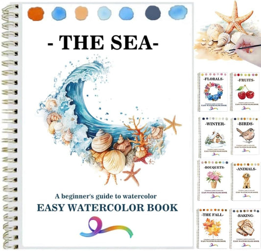 Watercolor Workbooks Coloring Book Beginner Friendly Painting Kit Easy Nature Scenes Paint Set Art Crafts for Creative Exploration Gift for Adults (Seaside, Without Palette) - color: Seaside, size: Without Palette