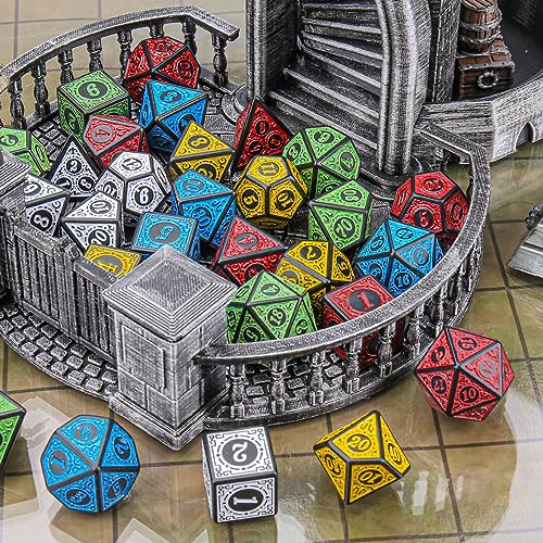 Coyeekn 35Pcs Retro DND Polyhedral Dice Set with Storage Pouch | 5 Complete Polyhedral Dice Sets (D4-D20), Great for D&D, MTG & Tabletop RPG Games - color: 35pcs-retro Sets