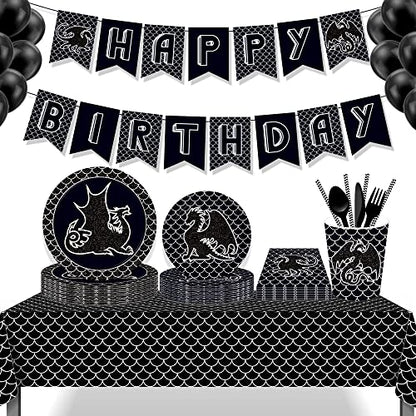 1 Pack Black Dragon Plastic Tablecloth 54 x 87 Inch Long Rectangular Table Cover for Buffet,Birthday Party Holiday Dinner,Picnic or Tablecloth for Kitchen Event Use - color: Black Dragon