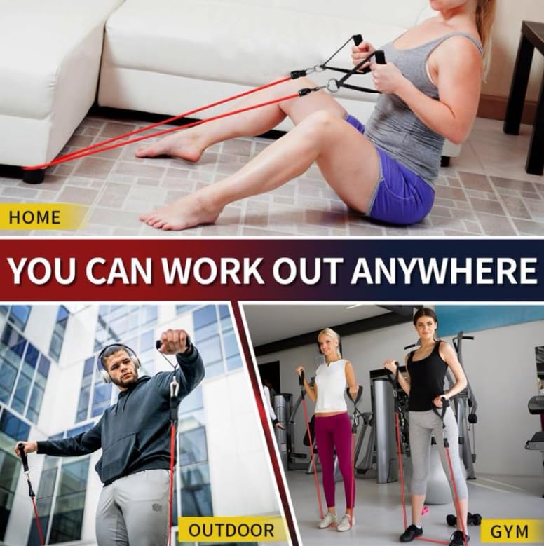 Resistance Bands Set (11-Pack) – Tube Exercise Bands with Handles, Door Anchor & Carry Bag | Home Gym Fitness Equipment for Men & Women | Strength Training, Physical Therapy & Workouts