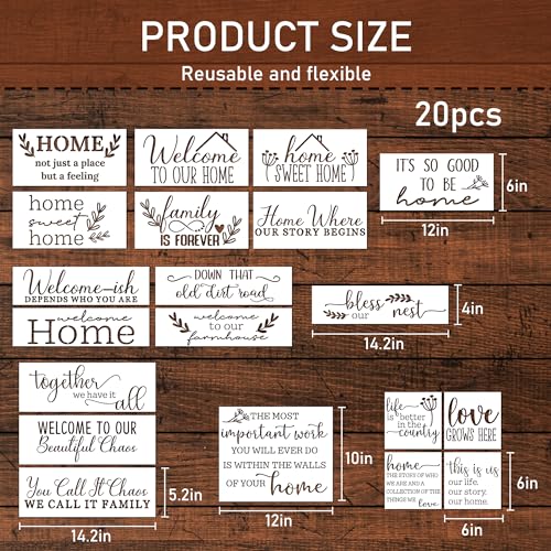 Keluna Welcome Home Stencils, 20 Pcs Large Sweet Home Plastic Template Letters for Wood Sign Porch Wall Decor - style: welcome stencil