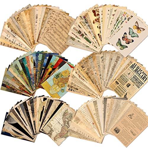 150 Sheets of Scrapbook Paper, Aesthetic Vintage Scrapbooking Supplies Pack, Ephemera for Junk Journal, Cute Notebook Stationary Journal kit, Wall Collage Kit, Vintage Decor
