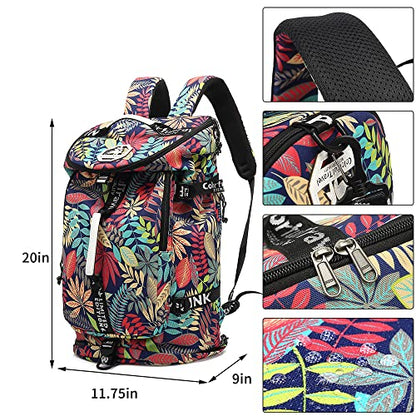 Kalesi Gym Duffle Bag Backpack 4-Way Waterproof with Shoes Compartment for travel Sport Hiking laptop - color: Floral-bright