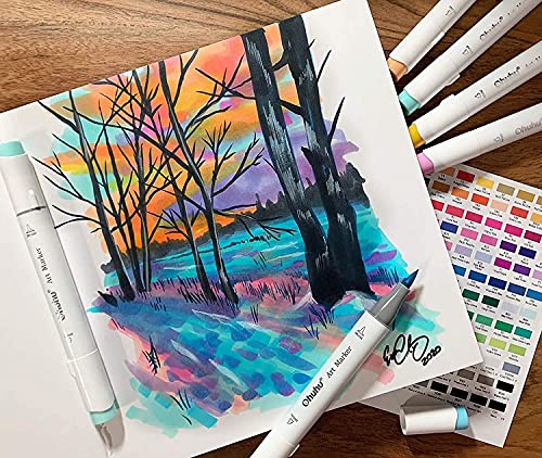 Ohuhu 6.3"x6.3" Marker Paper Pad Art Sketchbook for Drawing and Sketching | Mini Sketch Book - 120 LB/200 GSM Smooth Drawing Paper - 30 Sheets/60 Pages - PU Hardcover Sketch Pad for Alcohol Markers - size: 6.3" x 6.3"