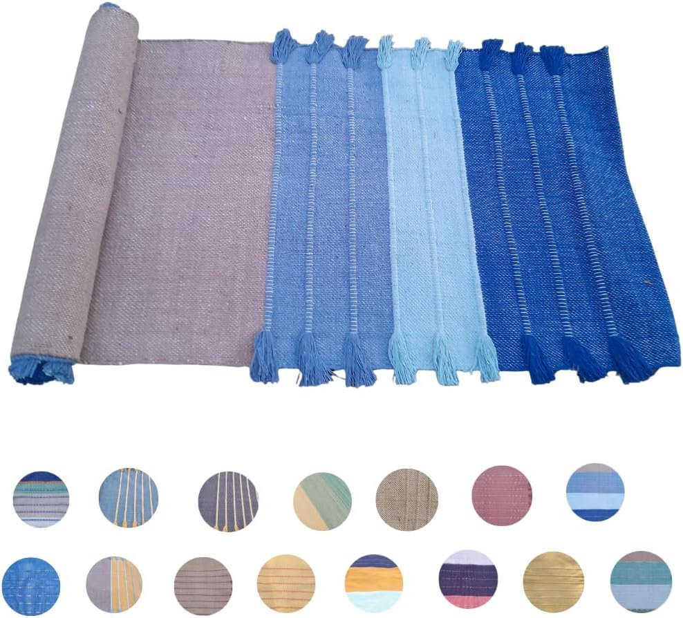 Jaipur Art & Rugs Cotton Yoga Rug - Eco-Friendly Hand-Woven Thick Mat (24”x72”x5mm) for Everyday Fitness at Home - Comfortable & Extra-Long - color: Multicolor 12