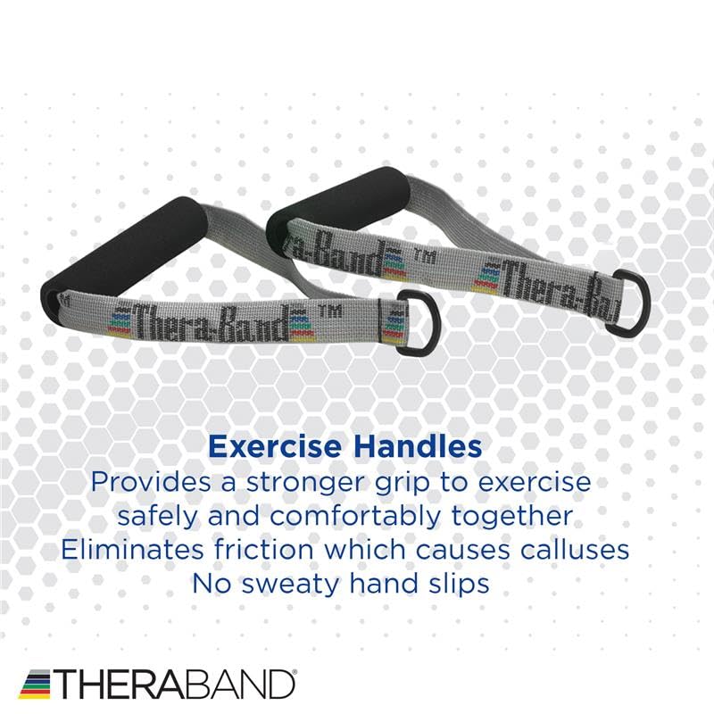 THERABAND Resistance Band Handles, Attachments for Resistance Bands and Tubing, Pair of Foam Grip Pull Handles for Lower and Upper Body Exercises, Pilates, Yoga, Home Workouts Without Weights