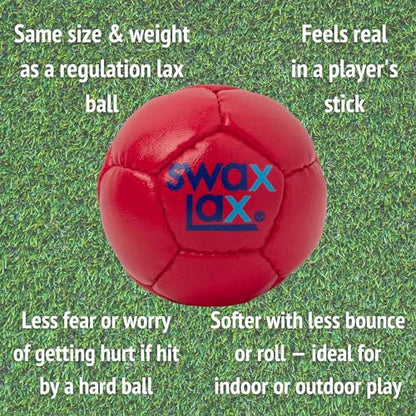 SWAX LAX Lacrosse Training Ball - Indoor Outdoor Practice Less Bounce & Rebounds - color: Red