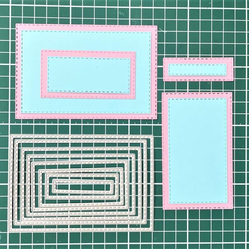 8Pcs Rectangle Cutting Dies Stencil DIY Scrapbook Album Paper Card Embossing Tool (Rectangle) - style: Rectangle