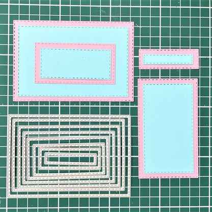 8Pcs Rectangle Cutting Dies Stencil DIY Scrapbook Album Paper Card Embossing Tool (Rectangle) - style: Rectangle