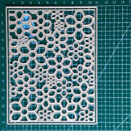 3D Frame Cutting Dies Background Dies Cut Grid Flowers Metal Stencils for Card Making Album Arts DIY Craft Embossing Template Scrapbooking Album Decor (Covered with Flowers-14x10.9cm) - style: Flowers Frame