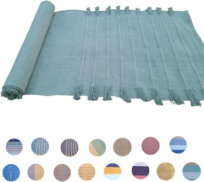 Indian Handmade100 % Organic Anti Skid Multi Colour Cotton Yoga Mat - Eco-Friendly Hand-Woven Rug - Non-Slip & Thick (24”x72”x5mm) for Hot yoga & Everyday Fitness at Home - Comfortable & Foldable Extra-Long Mat - color: Light Green