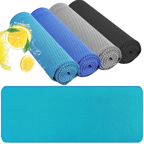 Cooling Towel (40"x12") - for Neck/Face, Ice Towel,Chilly Towel, Cooling Neck Wraps for Hot Weather Instant Chill, Soft Microfiber for Yoga, Gym, Golf, Running,Workout, Outdoor Sports, Hiking - color: Navy Blue/Blue/Light Grey/Dark Grey