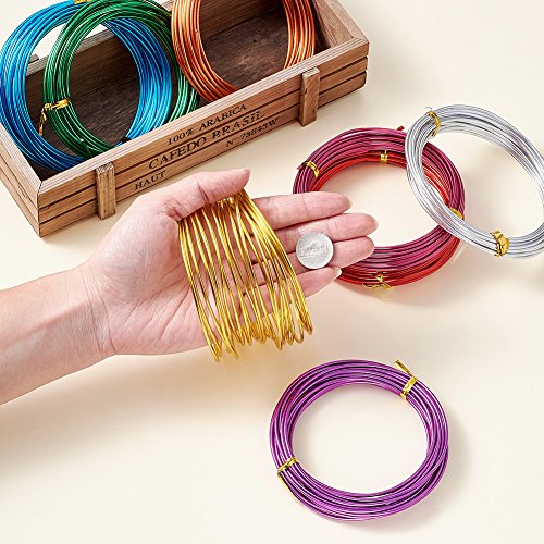Kissitty 12 Gauge (2mm) Aluminum Craft Wire 8 Colors Coil Jewelry Floral Making Beading Wire 19 Feet/Roll for Christmas Craft Making