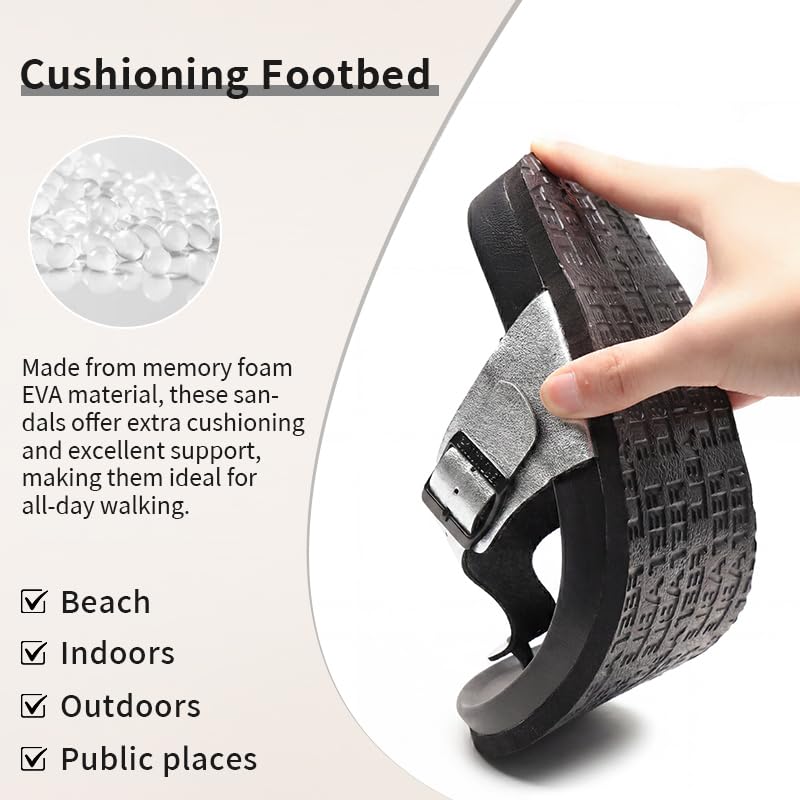 Women Arch Support Flip Flops – Adjustable - color: Silver, size: 9
