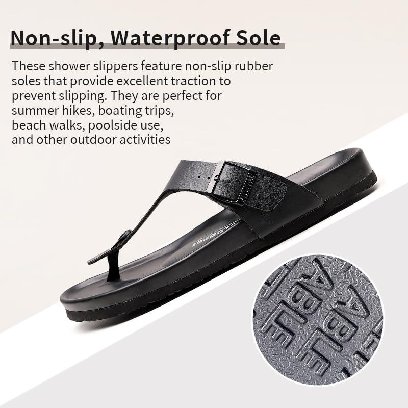 Women Arch Support Flip Flops – Adjustable - color: Black, size: 9