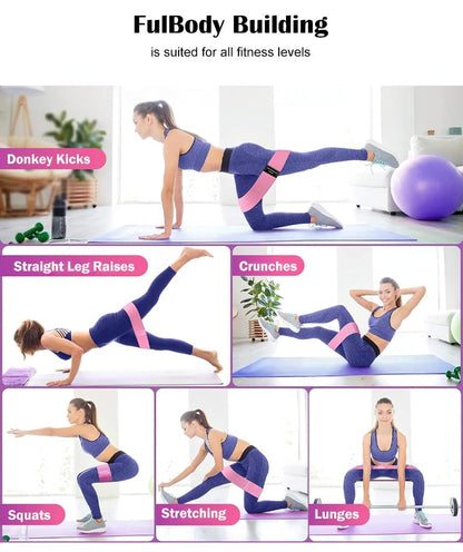 Premium Fabric Resistance Bands Set for Women (3-Pack or 6-Pack) – Non-Slip Workout Bands for Glutes, Legs & Hips – Elastic Booty Bands with Carry Bag, Ideal for Home Fitness, Yoga & Pilates