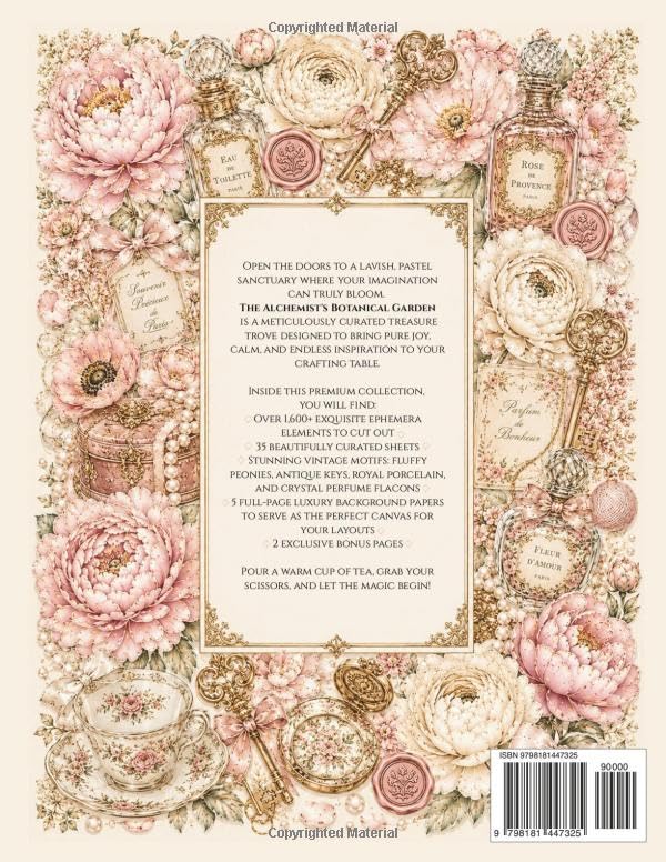 The Alchemist's Botanical Garden Collage Book: Over 1600 Luxury Maximalism Ephemera Cut Out Elements and Vintage Floral Backgrounds for Junk Journaling, Scrapbooking and Decoupage