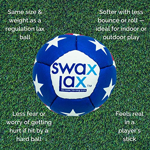 SWAX LAX Lacrosse Training Ball - Indoor Outdoor Practice Less Bounce & Rebounds - color: Stars n Stripes