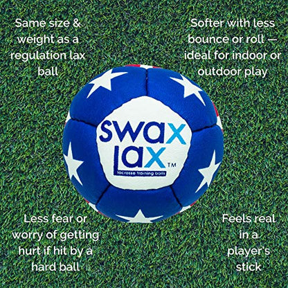 SWAX LAX Lacrosse Training Ball - Indoor Outdoor Practice Less Bounce & Rebounds - color: Stars n Stripes