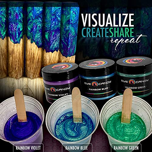 Eye Candy Pigments Premium Green Mica Powder - Rainbow Green (50gr) - for Epoxy, Resin, Soap, Paint, Woodworking, Acrylic Pouring, Bath Bombs, Fishing Lures - DIY Arts and Crafts Additive - color: Rainbow Green