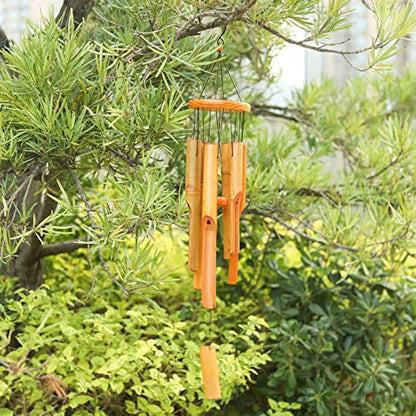 MUMTOP Bamboo Wind Chimes, Deep Tone Wooden Wind Chime Outdoor Garden Decor