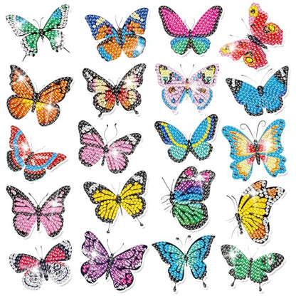Labeol Diamond Art Kits for Kids Boys and Girls Ages 6-8-10-12 Easy to DIY Creative Diamond Art Sticker Craft by Numbers Kits for Kids and Adult Beginners (Shining Butterfly) - style: Shining Butterfly
