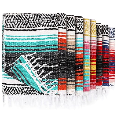 Peryiter 9 Pcs Mexican Yoga Blanket Striped Falsa, 45x70,Bright Colors - color: Bright Colors