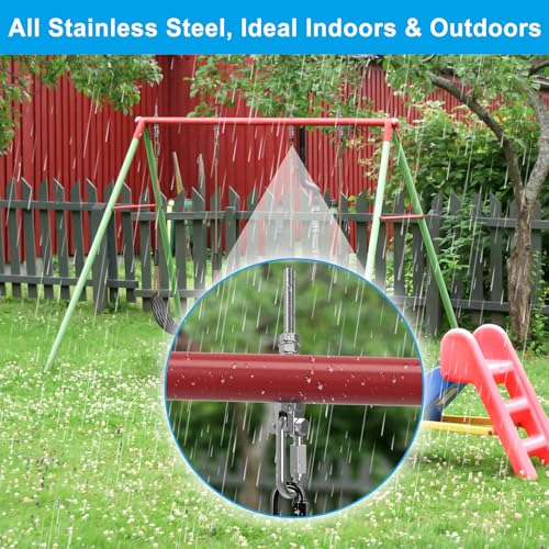 Dolibest Heavy Duty Swing Hanger, 304 Stainless Steel Swing Bolts w/Quick-Connect Carabiner, Swing Hook w/Dual-Screw Locking for Hammock, Yoga Swing, Porch Swing for Wood/Metal Beam-(M10X7'')-1500LB - color: M10X7''-2PCS