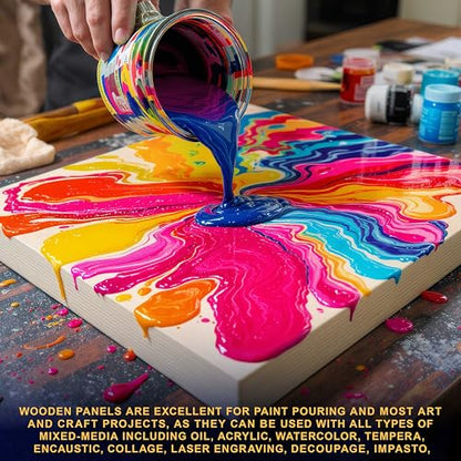 U.S. Art Supply 11" x 14" Unfinished Cradled Wood Panels for Painting, Gallery 1-1/2" Deep (3 Pack) - Artist Depth Wooden Wall Canvases - Mixed-Media Craft, Acrylic, Oil, Encaustic, Paint Pouring - style: 11 Inch x 14 Inch