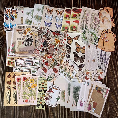 EWPJDK 200 PCS Vintage Scrapbook Supplies for Junk Journal | DIY Paper Stickers Ephemera Pack for Art Journaling, Bullet Craft, Collage, Aesthetic Gift