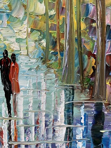 Art Hand-Painted Romantic Landscape Oil Painting Art Large Abstract Vertical Home wall Decorative Art Painting 48x24 Inch - color: Ts19