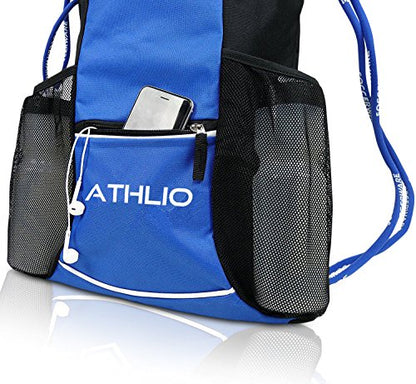 Soccerware Legendary Drawstring Gym Bag - Waterproof | For Sports & Workout Gear | XL Capacity | Heavy-Duty Sackpack Backpack - color: Blue