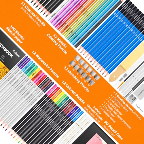 Caliart 176PCS Art Supplies Sketching Kit 100 Colors Watercolor Paint Set