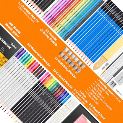 Caliart 176PCS Art Supplies Sketching Kit 100 Colors Watercolor Paint Set