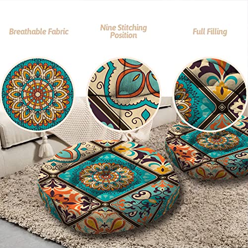 Velvet Meditation Cushion, Boho Floor Pillow, 22'' X 22'' - color: 03.mandala Meditation Cushion-2, size: 22x22 inch round